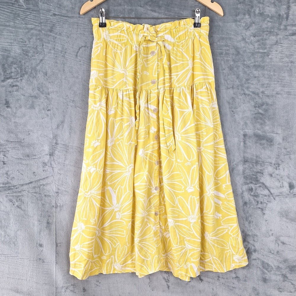 Universal Thread Skirt Small Linen Midi Floral Boho Tiered Coastal Cottage Flowy